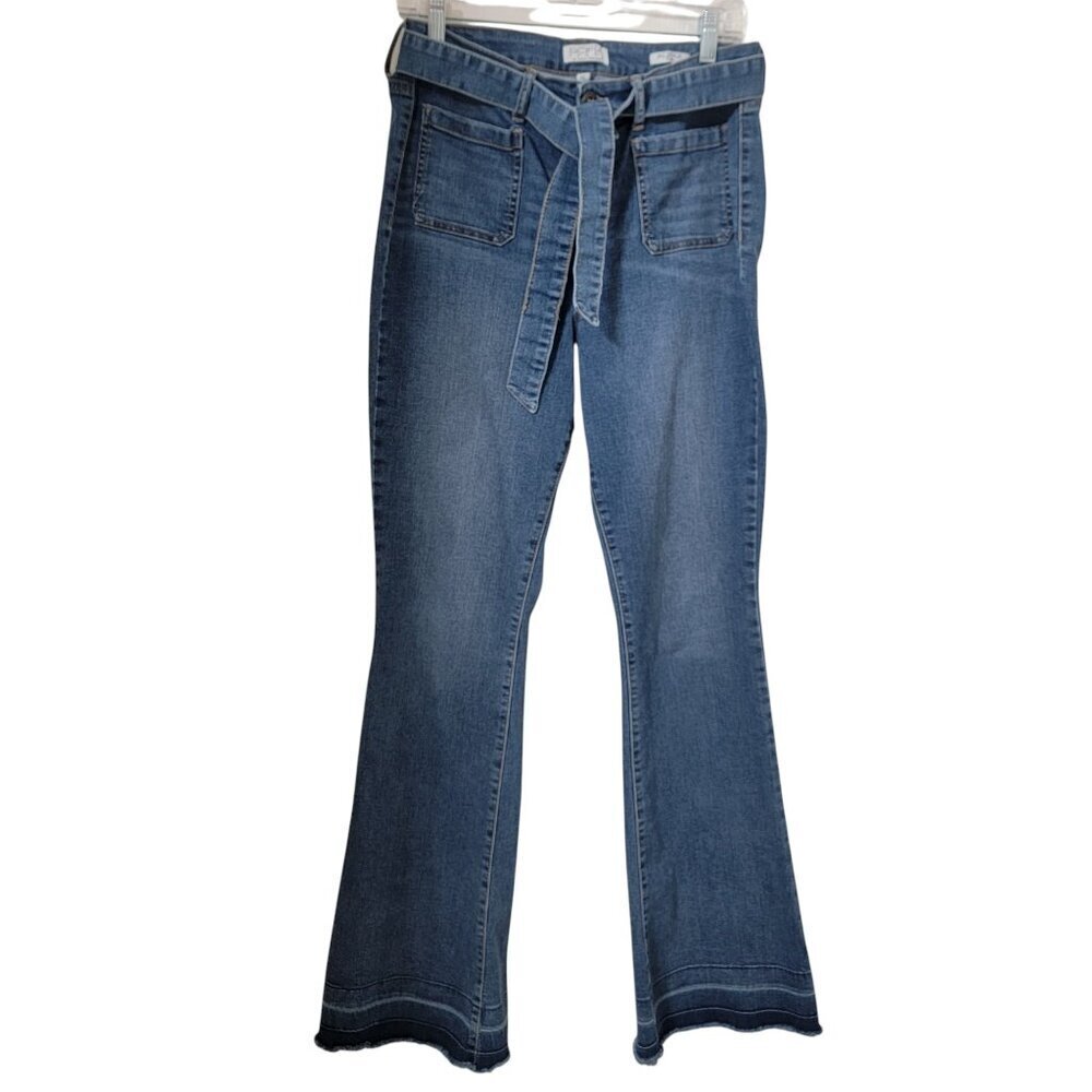 Sofia Vergara Sz. 12 Melisa Flare High Waist Self Belt Release Hem Stretch Jeans